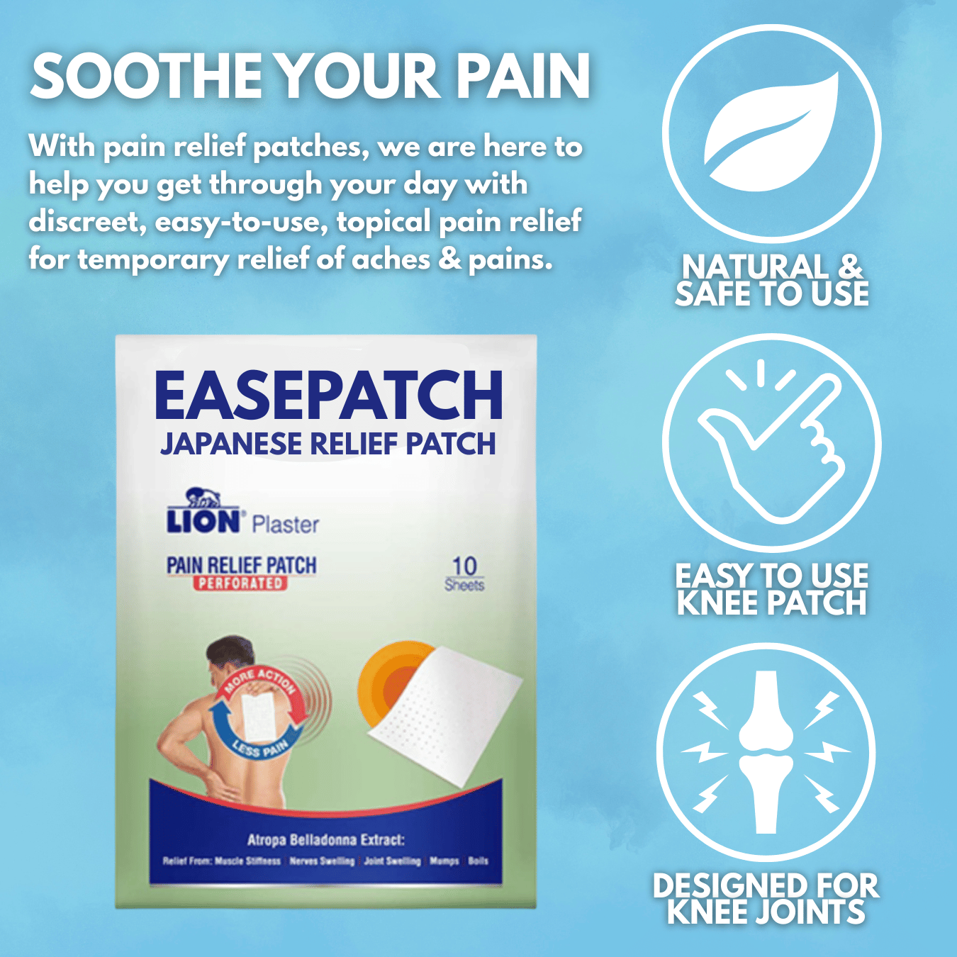 EasePatch- Japanese Instant Joint Pain Relief Patch (Pack of 10 Patches)